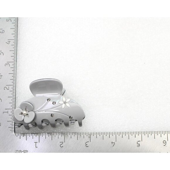 Art Deco Hair Claw Clips Crystal Pearl Cellulose Acetate Gray for Women main image 5